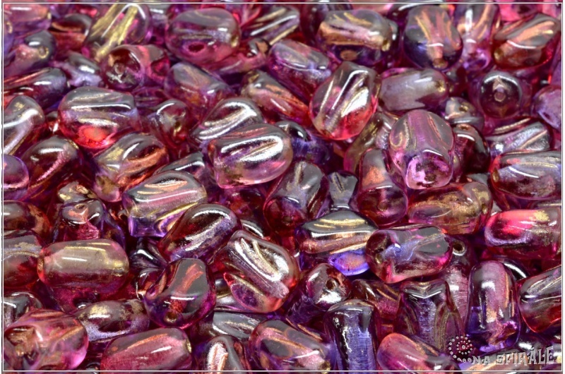 Tulipn - Tulip Mini, 9x7 mm, Crystal Red/Purple Bicolor Gold Wash, 12  ks