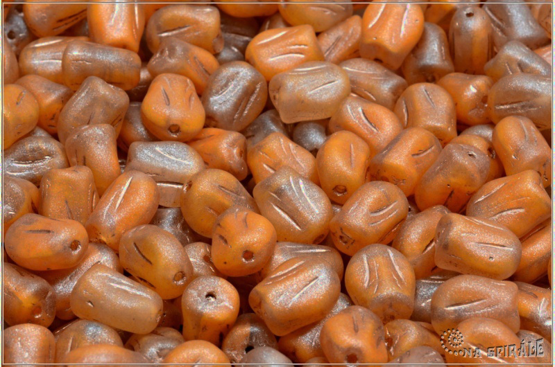 Tulipn - Tulip Mini, 9x7 mm, Crystal-Orange Bicolor Matted, Taupe Wash, 12  ks