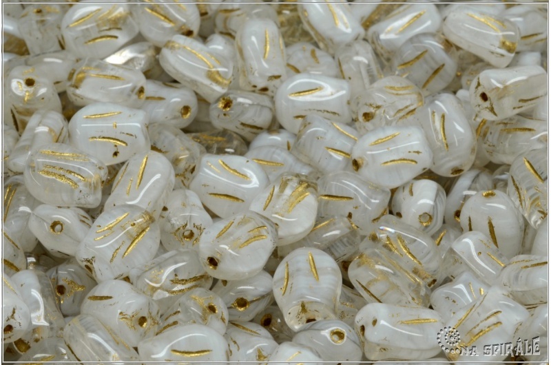 Tulipn - Tulip Mini, 9x7 mm, Crystal-White Bicolor Gold Wash, 12  ks