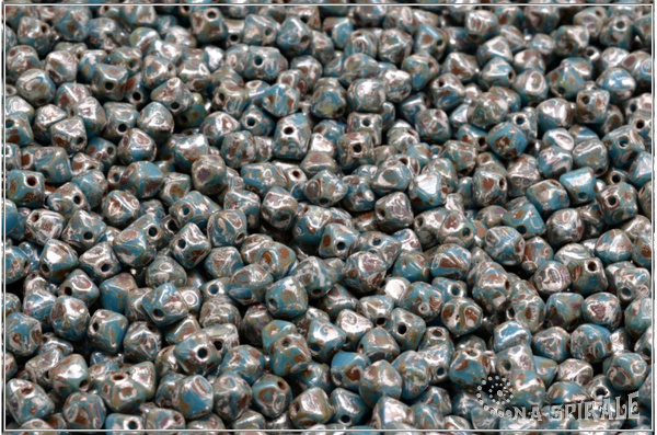 Lucerny 4x4 mm, Opaque Blue Picasso, 100 ks