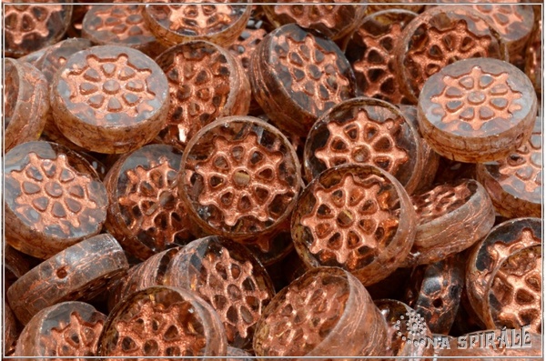 Penzek kormidlo/Wheel Coin 12 mm, Crystal Travertine Copper Wash, 1 ks