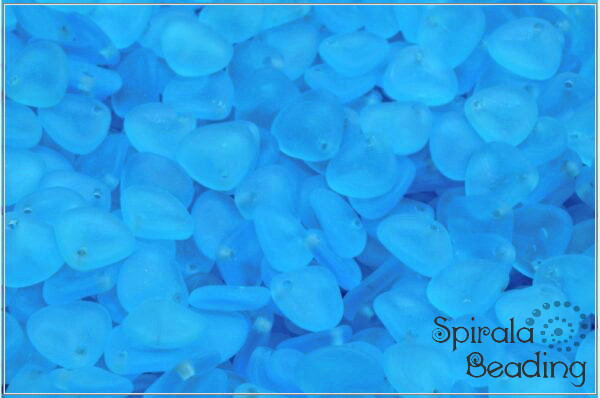 Rose petal 7x8 mm, Transparent Aquamarine Matted, 50 ks