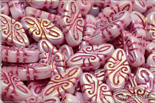 Arabeska-Arabesque, 19x9 mm, Chalk AB Full Pink Wash, 4 ks