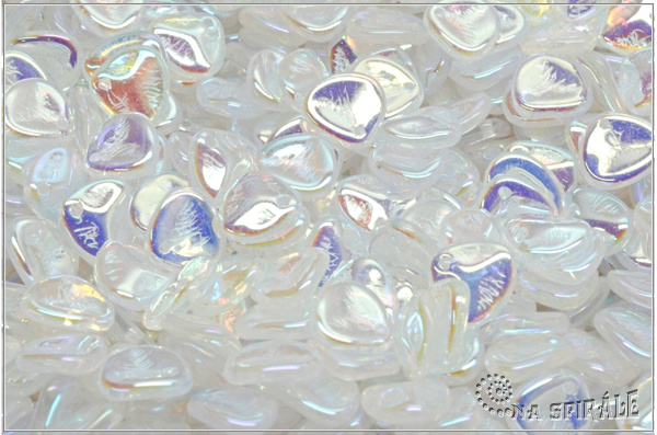 Rose petal 7x8 mm, White Opal AB Full, 50 ks