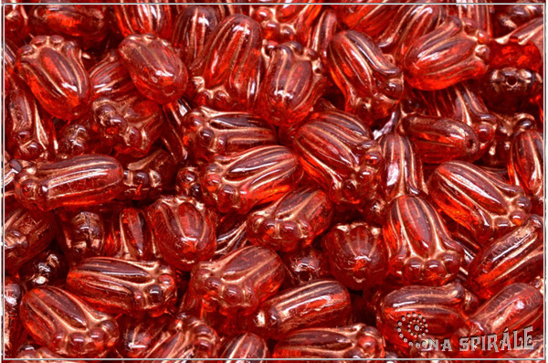 Tulipn - Tulip Bud, 12x8 mm, Transparent Red Lt. Copper Wash, 12 ks