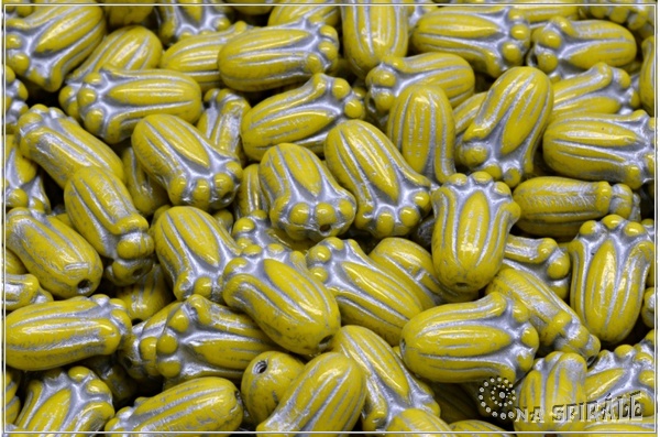 Tulipn - Tulip Bud, 12x8 mm, Opaque Yellow Silver Wash, 12 ks