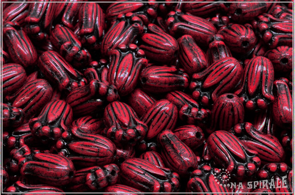 Tulipn - Tulip Bud, 12x8 mm, Opaque Red Black Wash, 12 ks