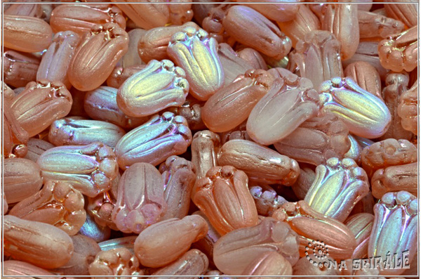 Tulipn - Tulip Bud, 12x8 mm, Crystal Matted Apricot AB, 12 ks