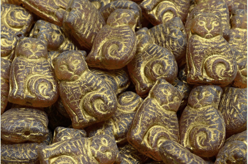 Koka 17x11 mm, Transparent Topaz Matted Gold Wash, 4 ks