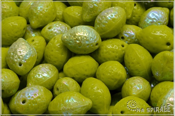 Citron - Lemon 10x14 mm, Opaque Olive AB, 6 ks