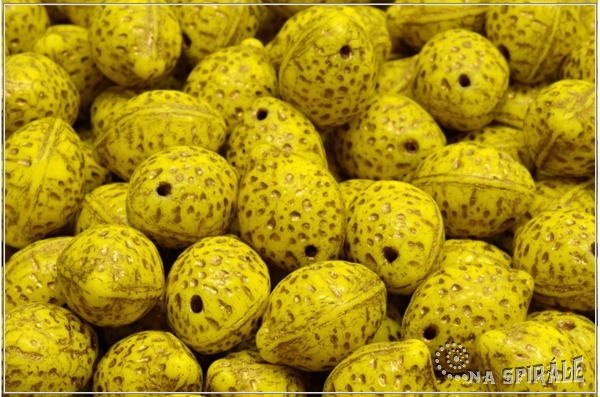 Citron - Lemon 10x14 mm, Opaque Yellow Gold Wash, 6 ks