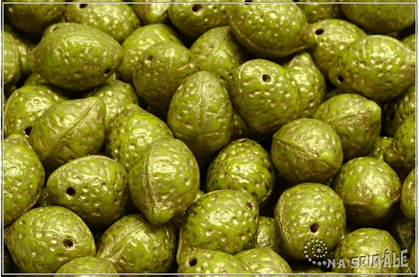 Citron - Lemon 10x14 mm, Opaque Olive Gold Wash, 6 ks