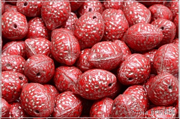 Citron - Lemon 10x14 mm, Opaque Red Taupe Wash, 6 ks