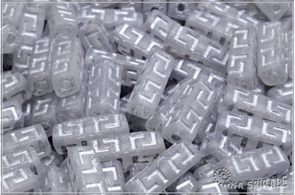 Celtic Block LH 15x5 mm, Crystal Matted Silver Wash, 6 ks