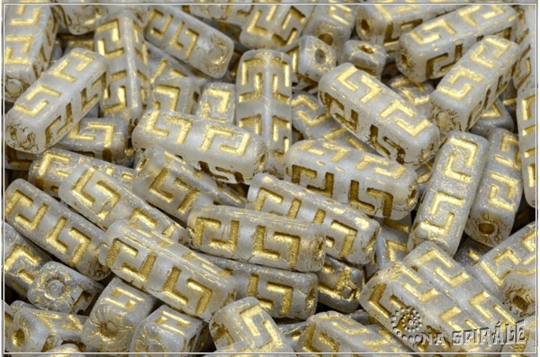 Celtic Block LH 15x5 mm, Crystal Matted Gold Wash, 6 ks