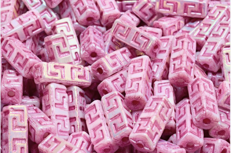 Celtic Block LH 15x5 mm, Chalk AB Full Pink Wash, 6 ks