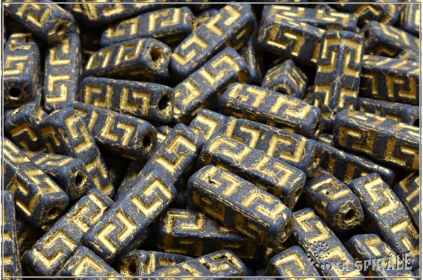 Celtic Block LH 15x5 mm, Jet Matted Gold Wash, 6 ks
