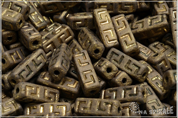 Celtic Block LH 15x5 mm, Jet Matted Gold, 6 ks