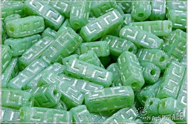 Celtic Block LH 15x5 mm, Green Opal Matted Light Green Wash, 6 ks