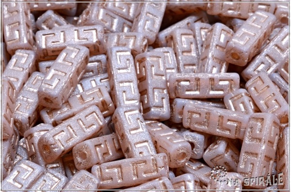 Celtic Block LH 15x5 mm, Pink Opal Matted Taupe Wash, 6 ks