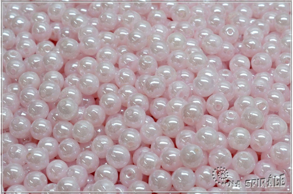 Kuliky 4 mm, Light Pink Silk White Luster, 100 ks
