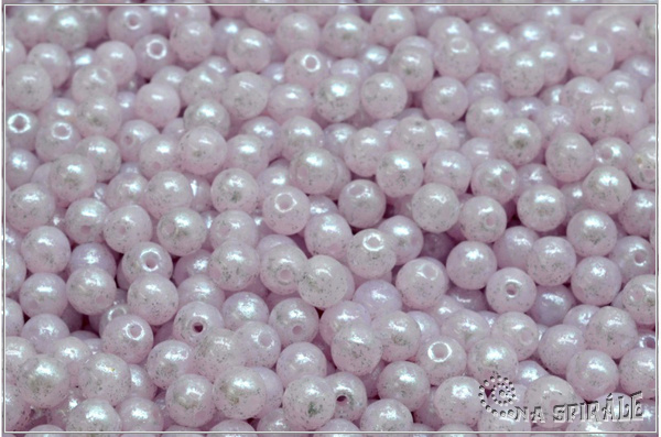 Kuliky 4 mm, Light Pink Silk Silver Splash, 100 ks