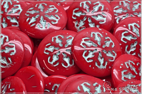 Kaboon vloka 21 mm - Opaque Red Silver Wash, 1 ks