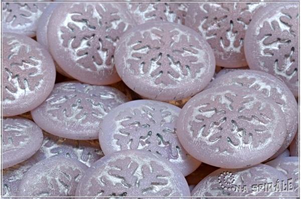 Kaboon vloka 21 mm - Pink Opal Matted Silver Wash, 1 ks