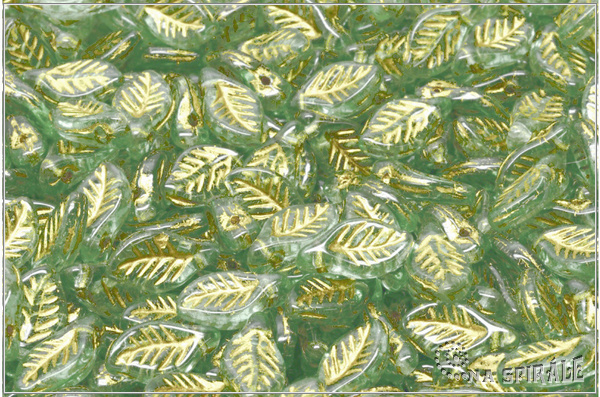List bobkov 6x12 mm - Pale Green, Gold Wash, 20 ks