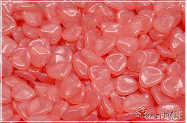 Rose petal 7x8 mm, Crystal, Milky Opal Salmon, 50 ks