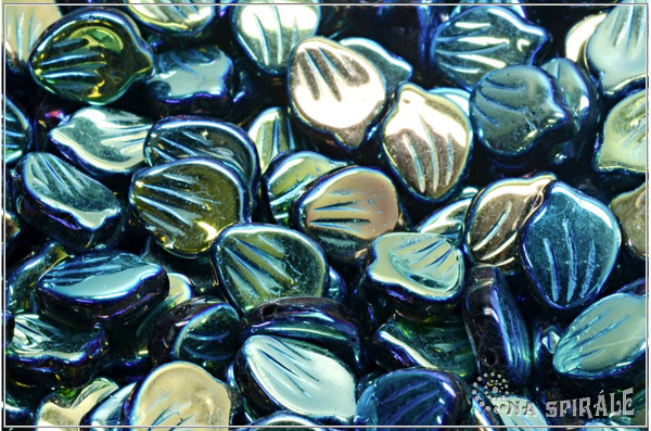 Peony Petal 9x12 mm - Jet, AB Full, 10 ks
