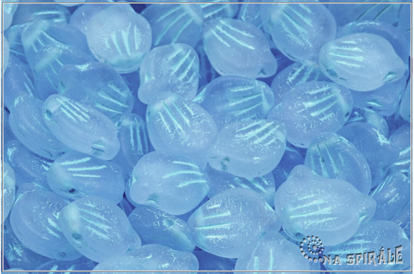 Peony Petal 9x12 mm - Transparent Blue Bicolor Matted, Light Blue Wash, 10 ks
