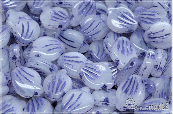 Peony Petal 9x12 mm - Alabaster-Crystal Bicolor, Denim Blue Wash, 10 ks