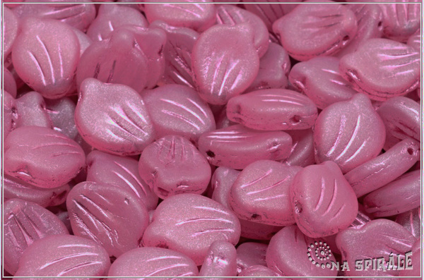 Peony Petal 9x12 mm - Transparent Pink Bicolor Matted, Pink Wash, 10 ks