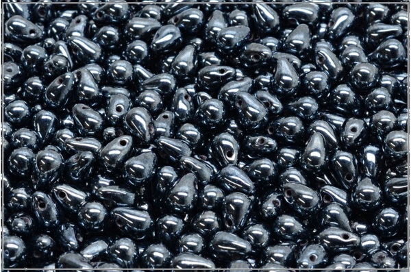 Kapiky/Drops 4x6 mm, Metallic Hematite, 60 ks