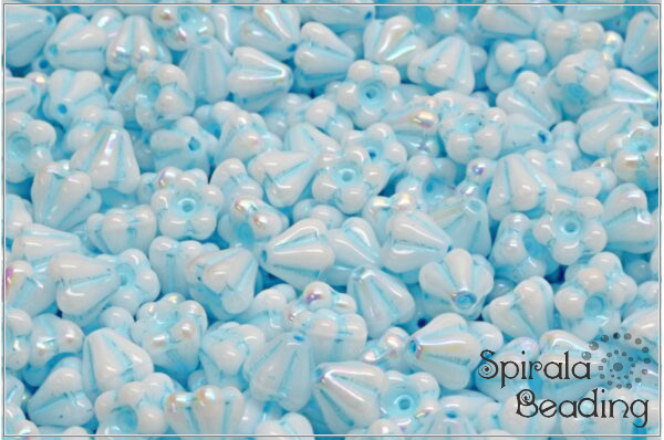 Kytiky - Zvoneky, 6x4 mm, Chalk AB Light Blue Wash, 25 ks