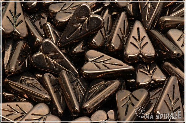 List srdcov 16x11 mm - Jet Bronze, 6 ks