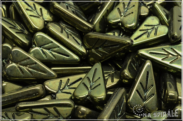 List srdcov 16x11 mm - Jet Metallic Fern, 6 ks