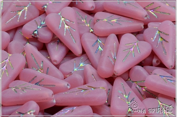 List srdcov 16x11 mm - Pink Opal Vitrail Full Matted, 6 ks