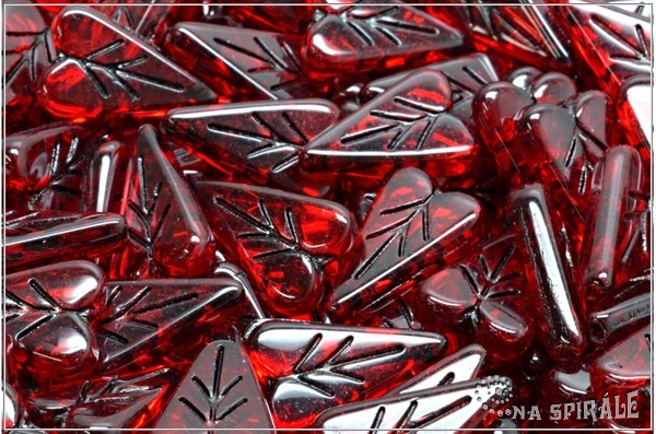 List srdcov 16x11 mm - Transparent Red Black Wash, 6 ks