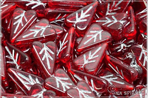 List srdcov 16x11 mm - Transparent Red Silver Wash, 6 ks