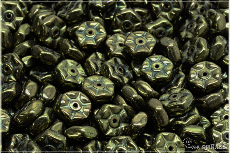 Vintage Rondelle 3x8 mm - Jet Metallic Fern, 12 ks