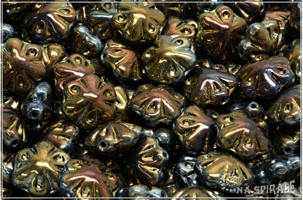 Folklore Flower 11 mm, Jet Valentinite Full, 6 ks