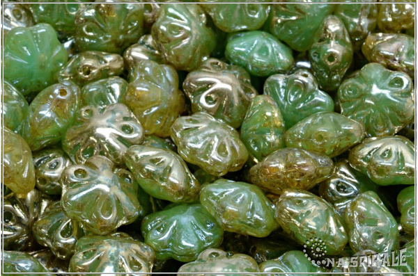 Folklore Flower 11 mm, Crystal-Mint Bicolor Picasso, 6 ks
