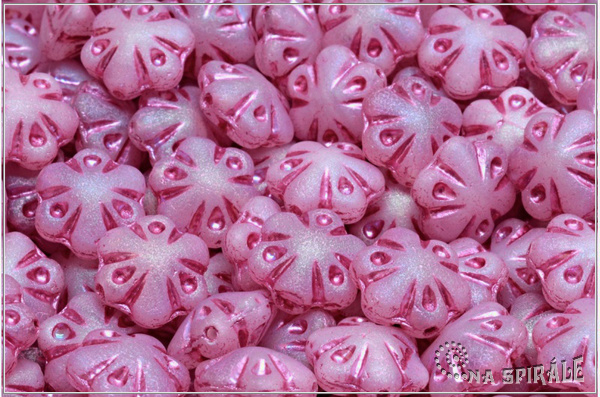Folklore Flower 11 mm, Crystal-Pink Bicolor Mat AB Full Pink Wash, 6 ks