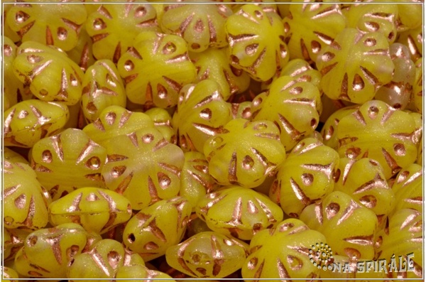 Folklore Flower 11 mm, Crystal-Yellow Bicolor Mat Lt Copper Wash, 6 ks
