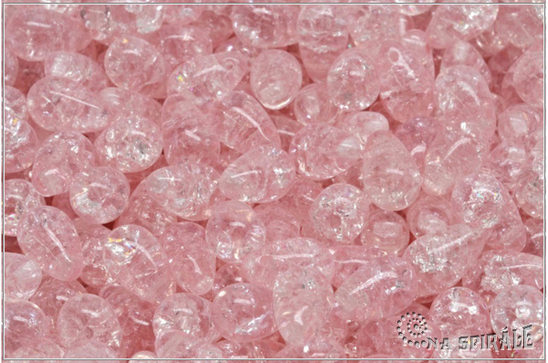 Kapiky/Drops 6x9 mm, Crystal Crackle Ethereal Candy Pink, 20 ks
