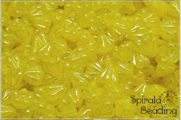 Kytiky - Zvoneky, 6x4 mm, Yellow-Crystal Bicolor White Luster, 25 ks