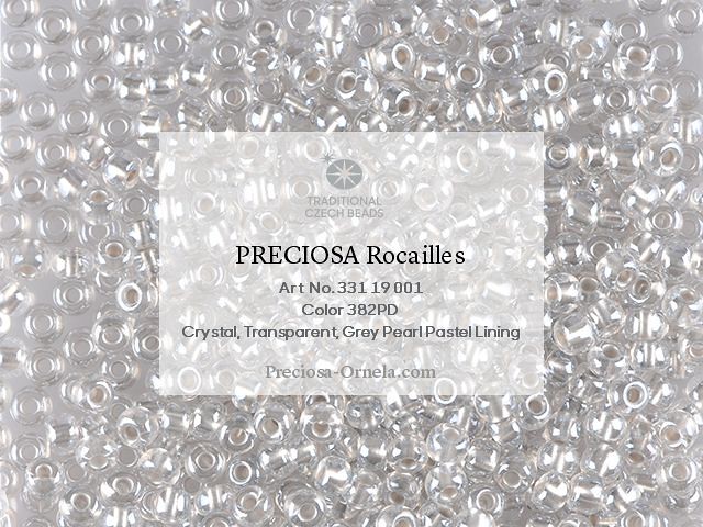 Rokajl Grey Pearl Pastel Lining Crystal, velikost 8, Preciosa, 10 g