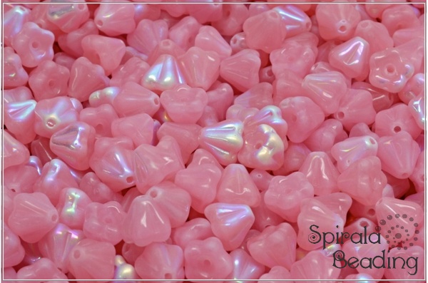 Kytiky - Zvoneky, 6x4 mm, Pink Opal AB, 25 ks